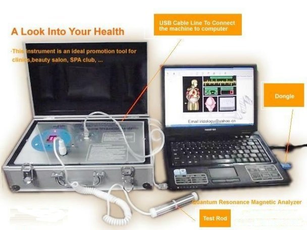 Biofeedback Device illustrating connections to probe and computer